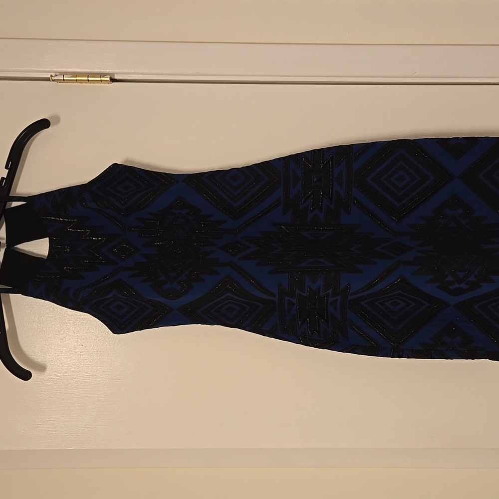 Parker Blue and Black Geometric Mini Dress